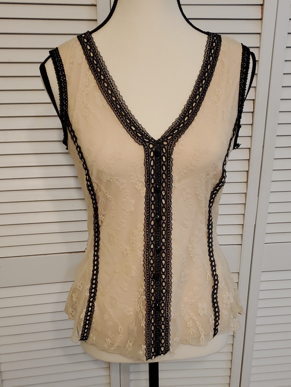 Lace Overlay Tank Top Cami Coquette Whimsigoth Dark Fairy, Size Medium